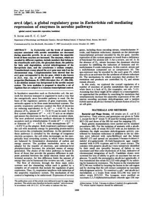 A Global Regulatory Genein Escherichia Coli Mediating