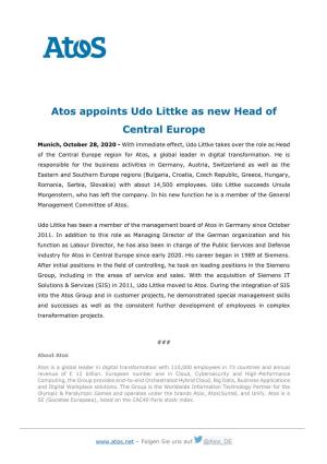 Atos Appoints Udo Littke As New Head of Central Europe
