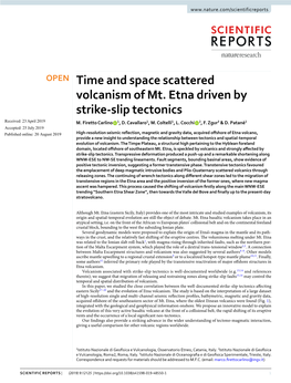 Time and Space Scattered Volcanism of Mt. Etna Driven by Strike-Slip Tectonics Received: 23 April 2019 M