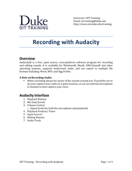 Recording with Audacity