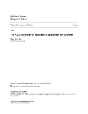 The A.D.E. Taxonomy of Spreadsheet Application Development