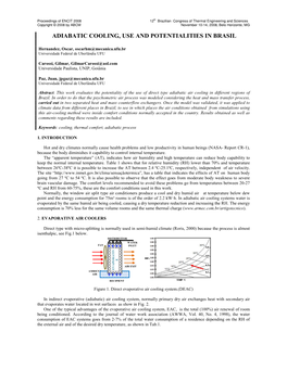 Adiabatic Cooli G, Use a D Pote Tialities I Brasil