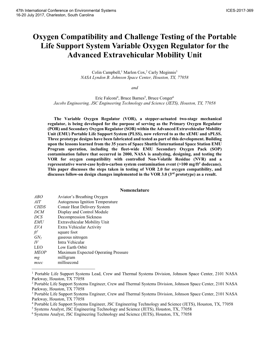 Oxygen Compatibility and Challenge Testing of the Portable Life Support System Variable Oxygen Regulator for the Advanced Extravehicular Mobility Unit