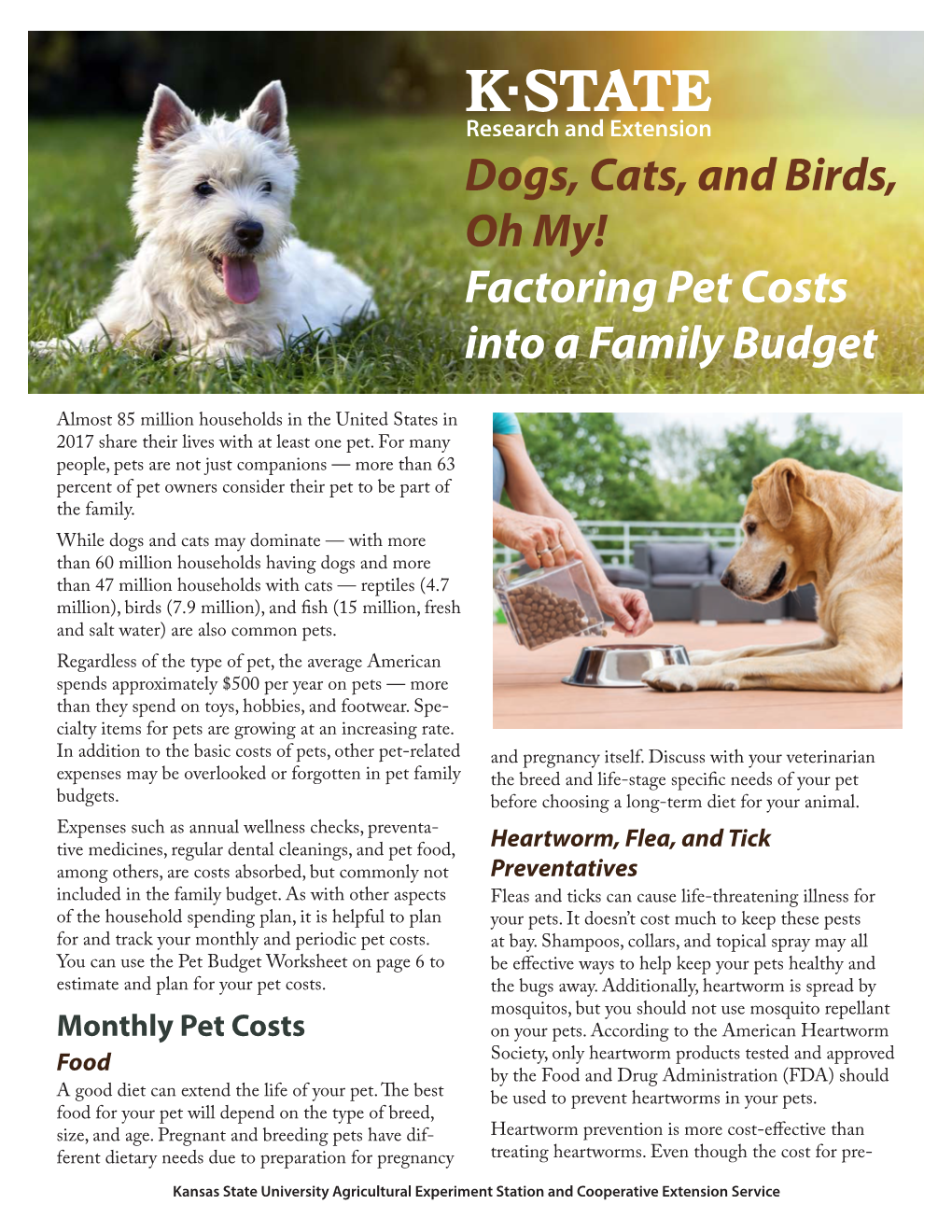 MF3368 Dogs, Cats, and Birds, Oh My! Factoring Pet Costs Into