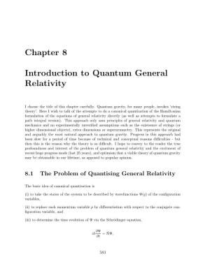 Chapter 8 Introduction to Quantum General Relativity