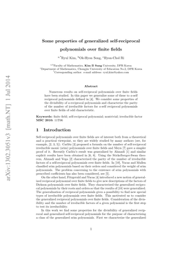 Some Properties of Generalized Self-Reciprocal Polynomials Over