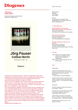 Book Factsheet Jörg Fauser Caliban Berlin