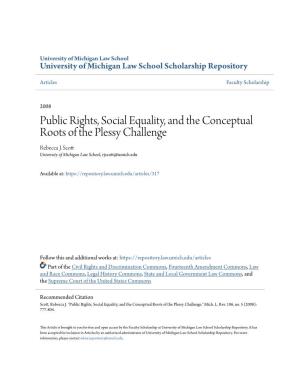 Public Rights, Social Equality, and the Conceptual Roots of the Plessy Challenge Rebecca J