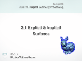 2.1 Explicit & Implicit Surfaces