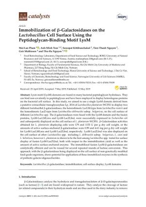 Immobilization of -Galactosidases on the Lactobacillus Cell Surface