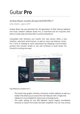 Arobas Music Unveils All-New GUITAR PRO 7 Lille, France - July 6, 2017