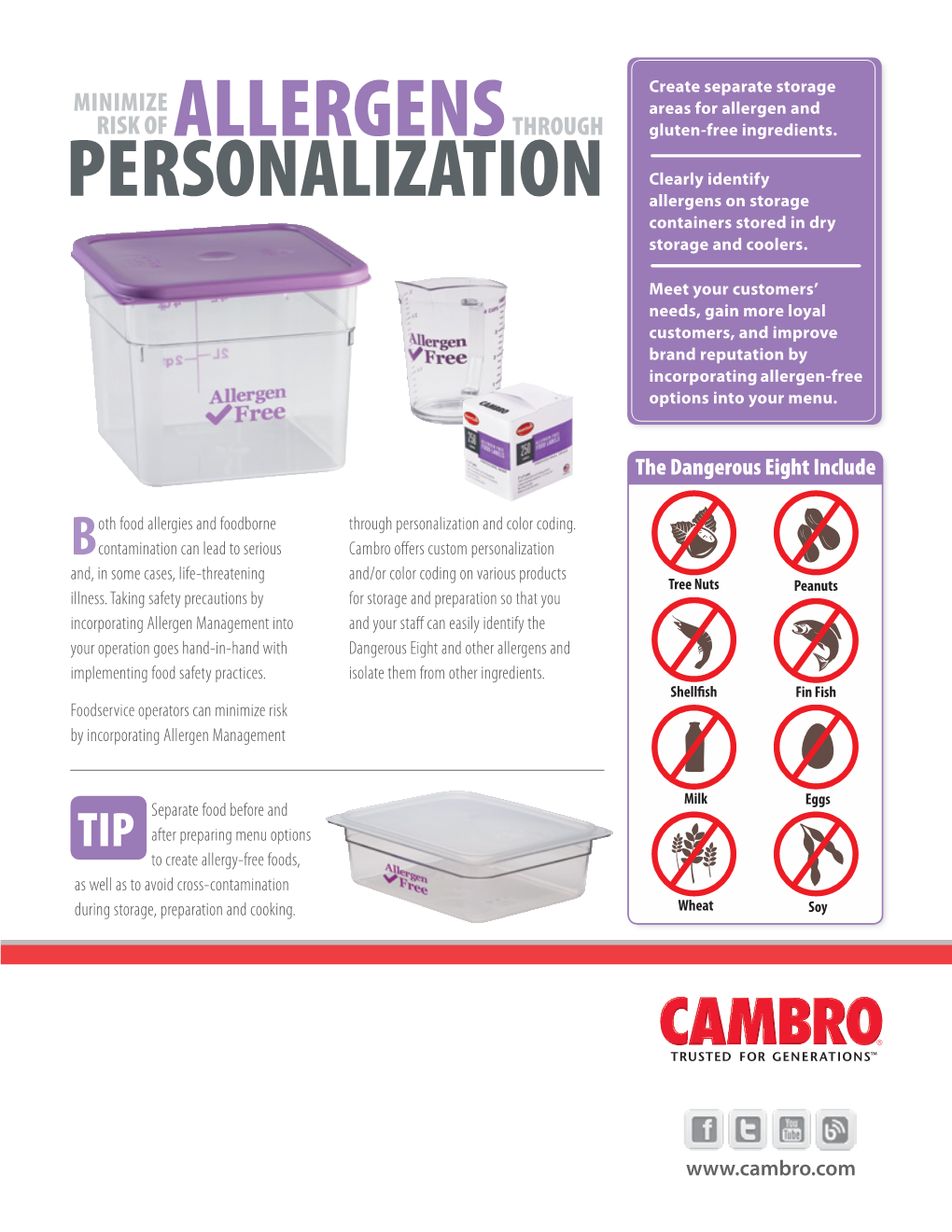 PERSONALIZATION Allergens on Storage Containers Stored in Dry Storage and Coolers