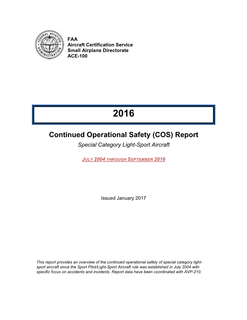 (COS) Report Special Category Light-Sport Aircraft