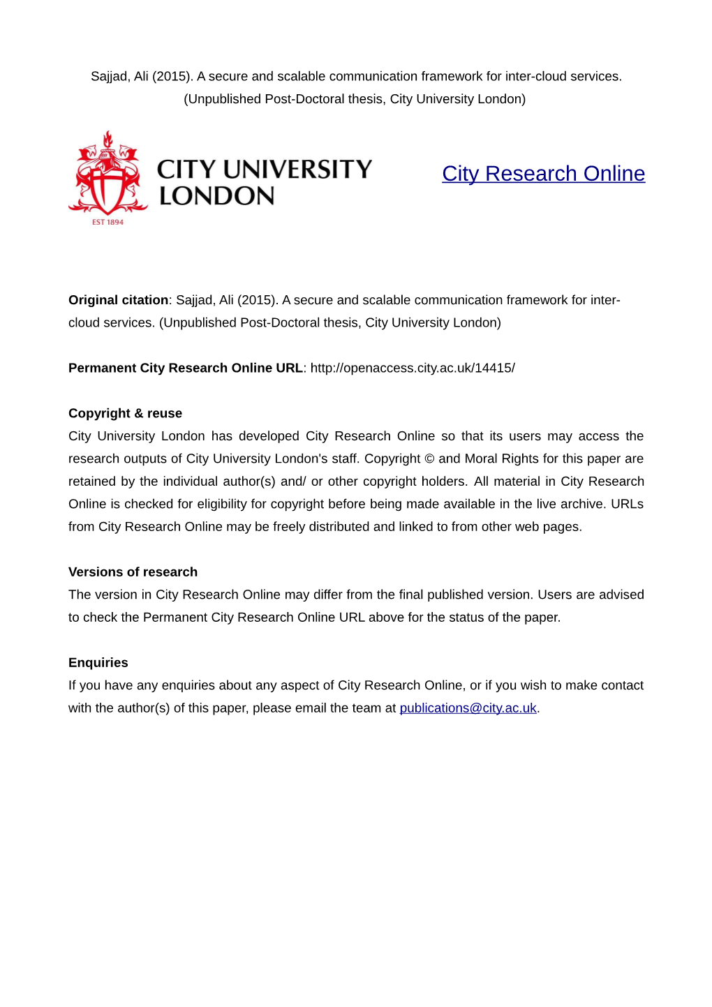 City Research Online