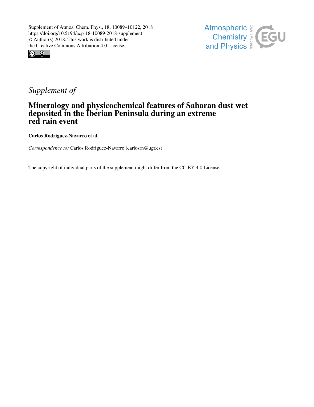 Supplement of Mineralogy and Physicochemical Features of Saharan Dust Wet Deposited in the Iberian Peninsula During an Extreme Red Rain Event