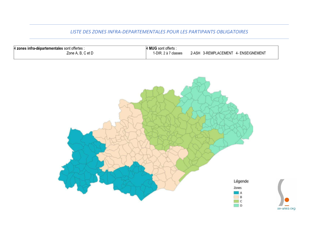 Liste Des Zones Infra-Departementales Pour Les Partipants Obligatoires