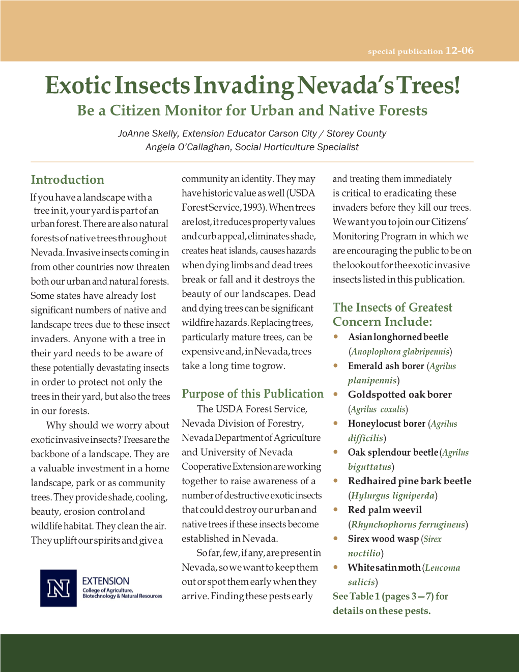 Exotic Insects Invading Nevada's Trees!