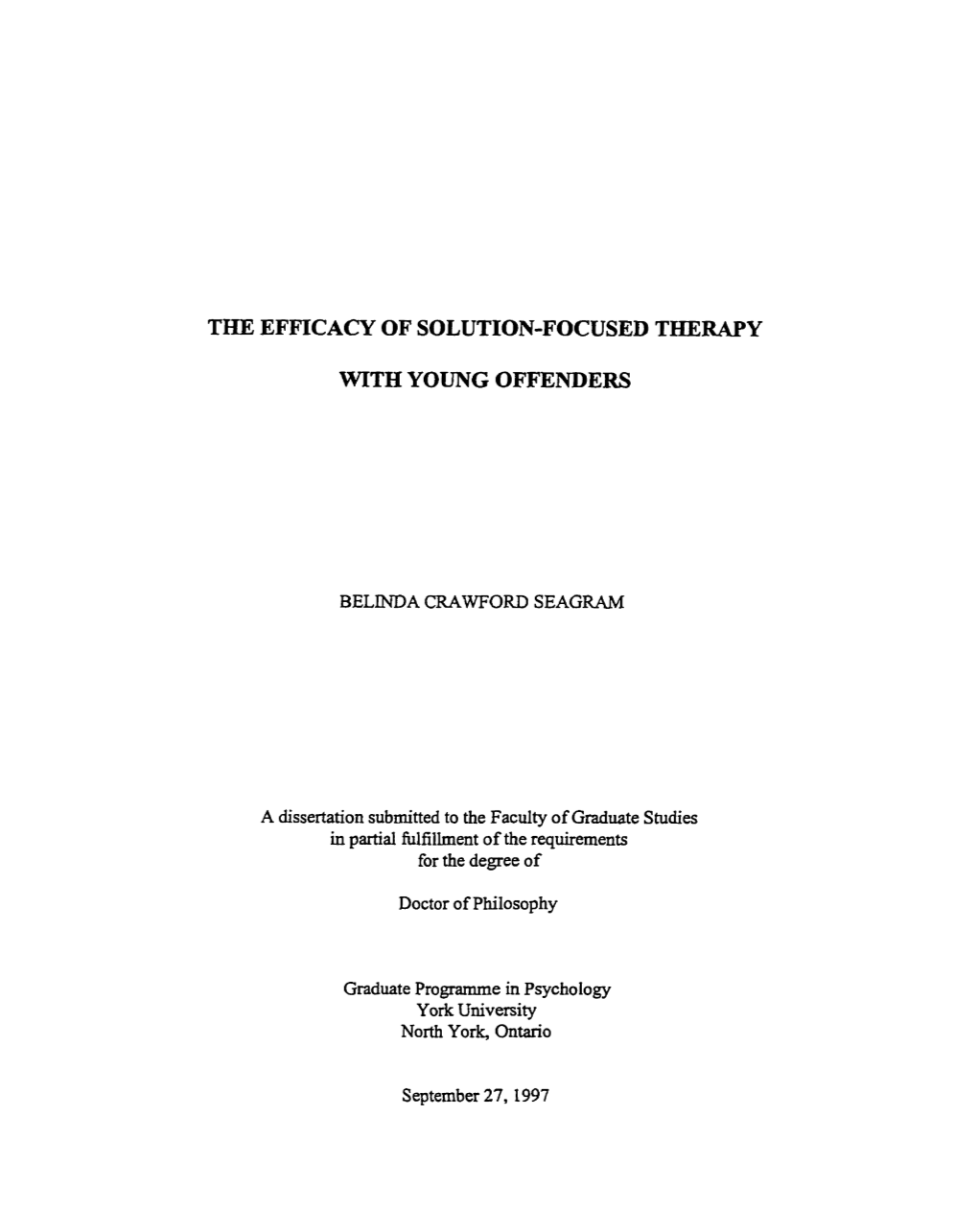 The Efftcacy of Solution-Focused Therapy