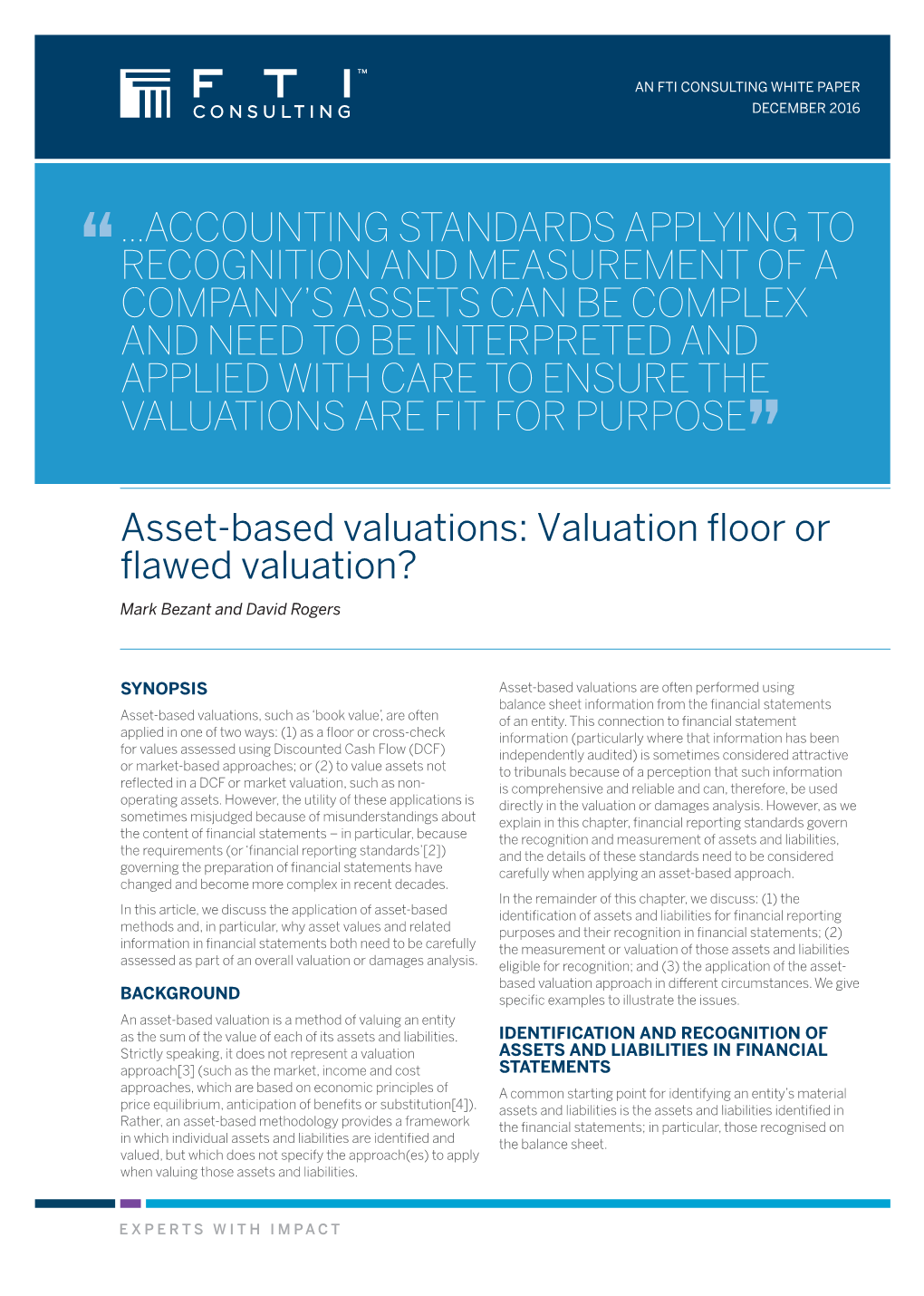 …Accounting Standards Applying to Recognition and Measurement of A