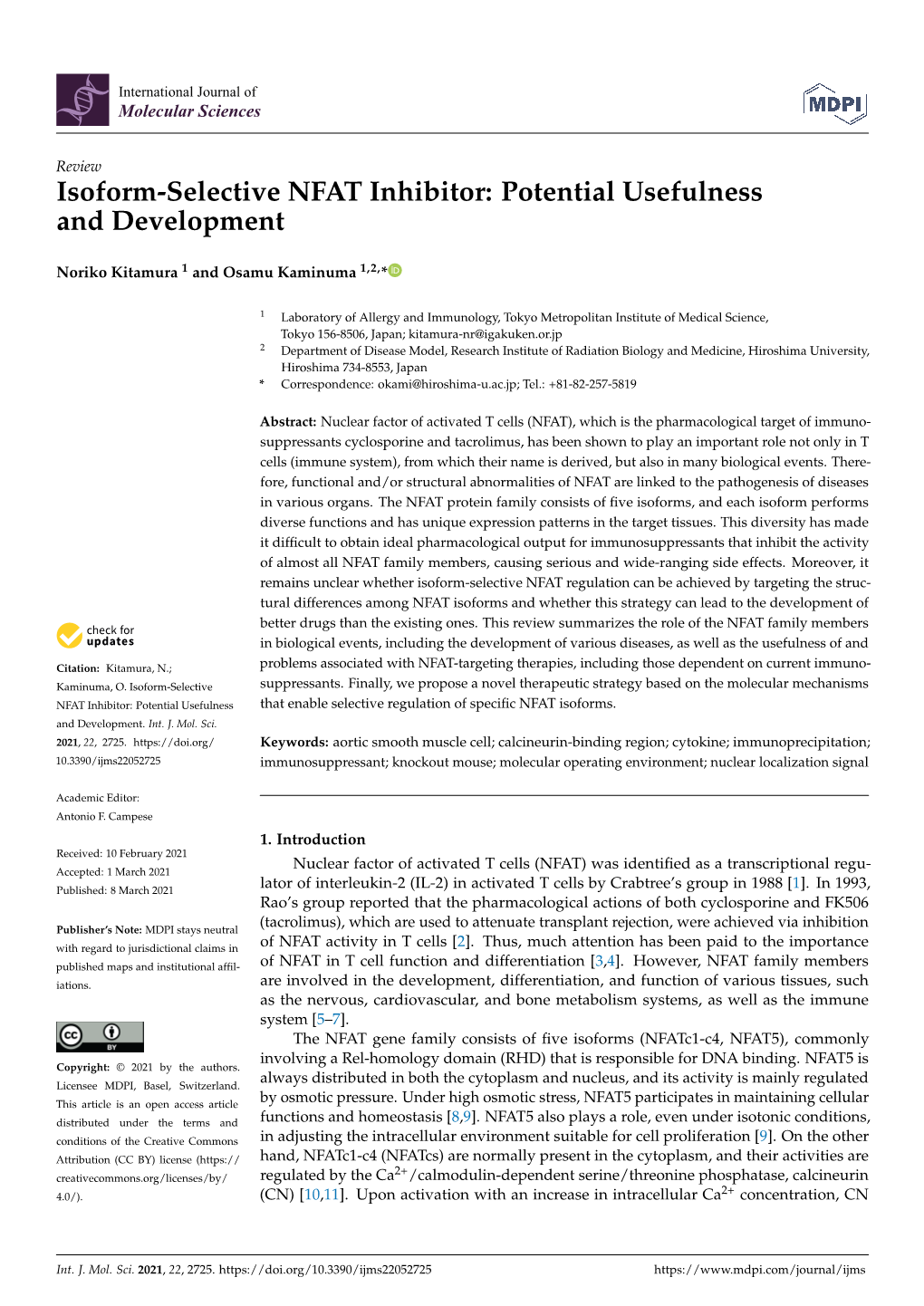 Isoform-Selective NFAT Inhibitor: Potential Usefulness and Development