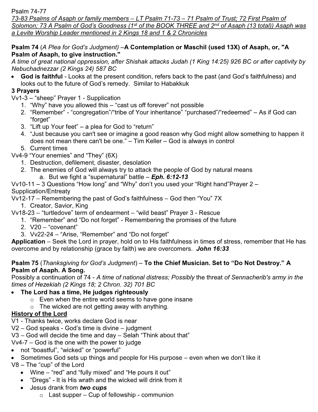 Psalm 74-77 73-83 Psalms of Asaph Or Family Members