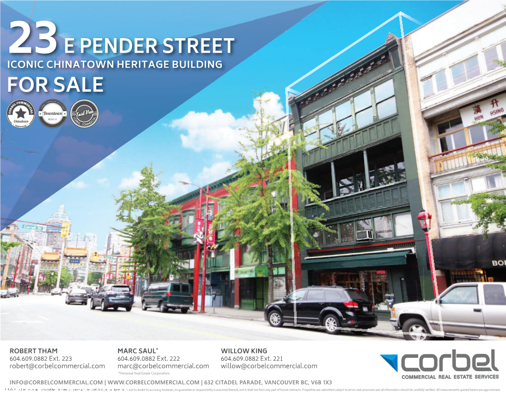 23E Pender Street for Sale