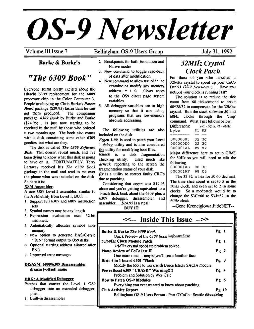 OS-9 Newsletter Volume III Issue 7 Jul 31, 1992