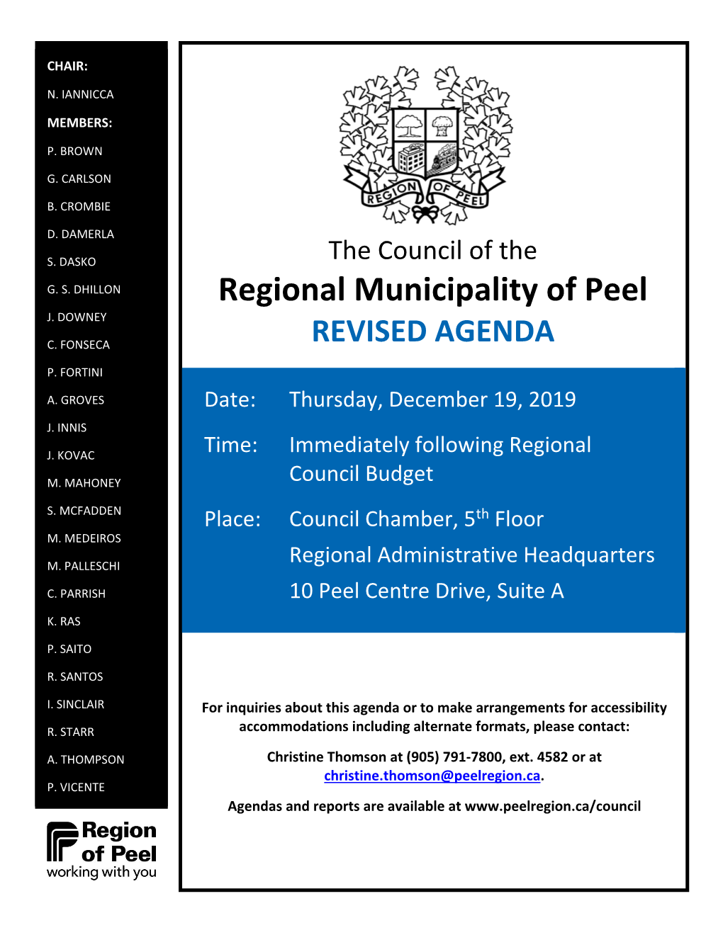 2019 12 19 Regional Council Revised Agenda