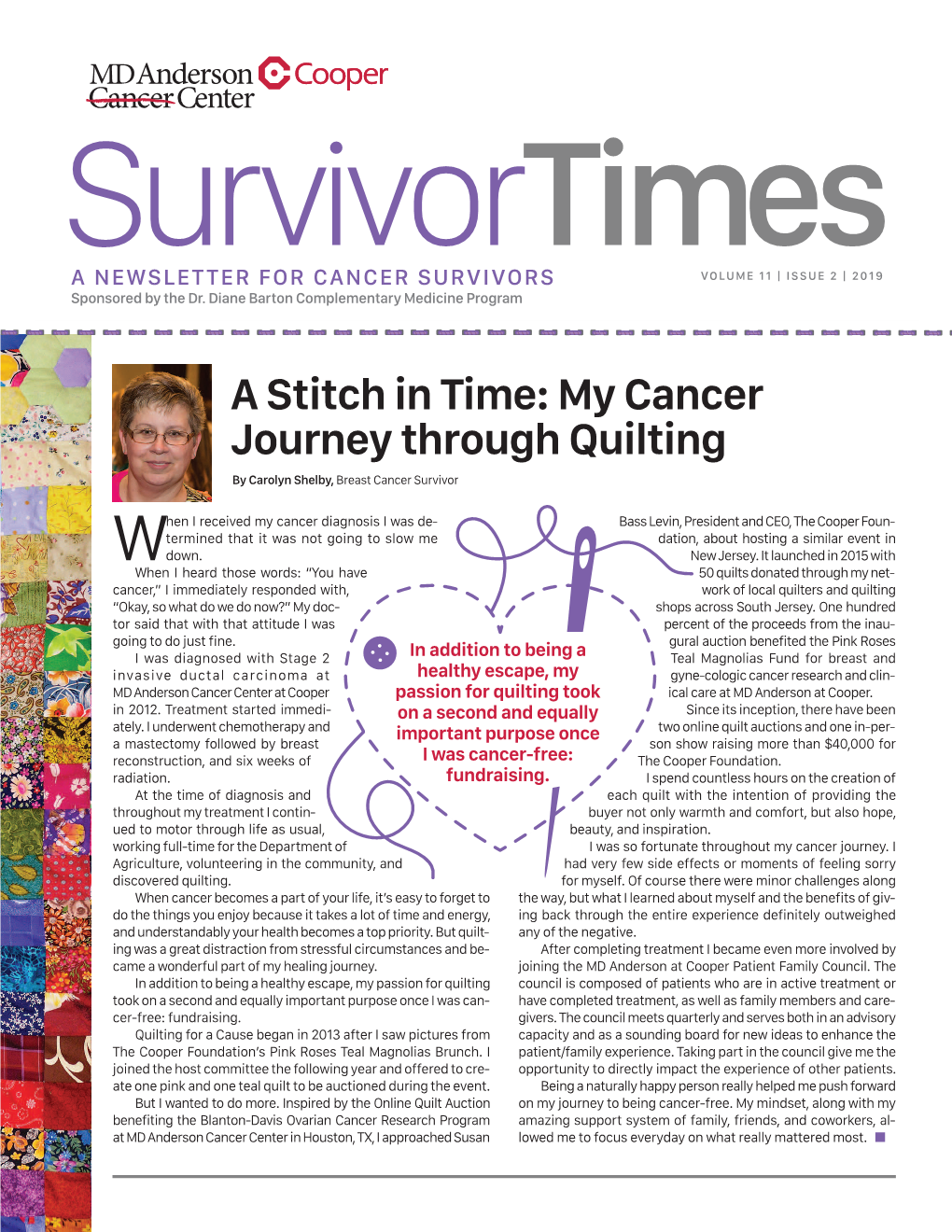 A Stitch in Time: My Cancer Journey Through Quilting by Carolyn Shelby, Breast Cancer Survivor