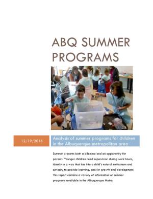 Abq Summer Programs