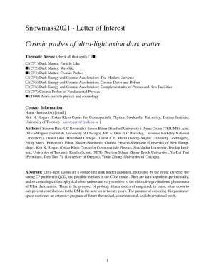 Letter of Interest Cosmic Probes of Ultra-Light Axion Dark Matter