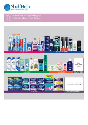 Health and Beauty Planogram One Metre Bay, Three Shelves