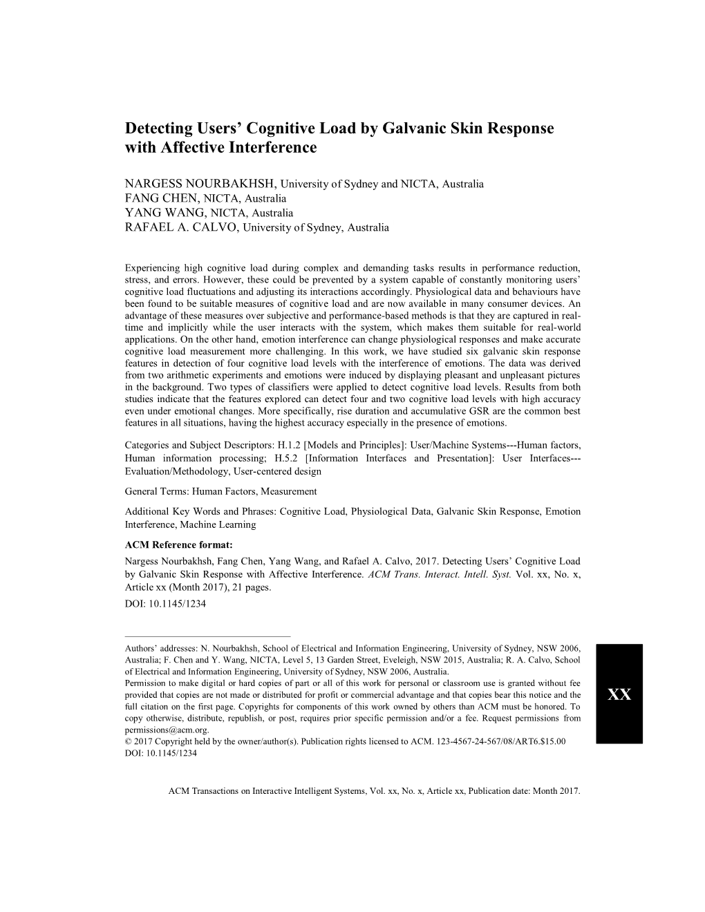 Detecting Cognitive Load by GSR with Affective Interference