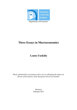 Three Essays in Macroeconomics