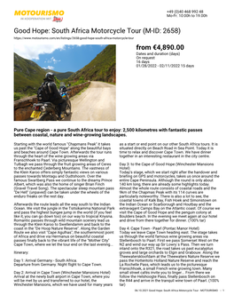 South Africa Motorcycle Tour