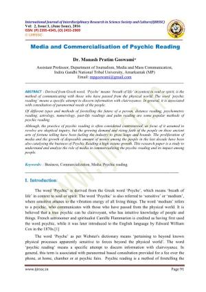 Media and Commercialisation of Psychic Reading