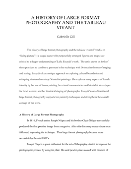 A History of Large Format Photography and the Tableau Vivant