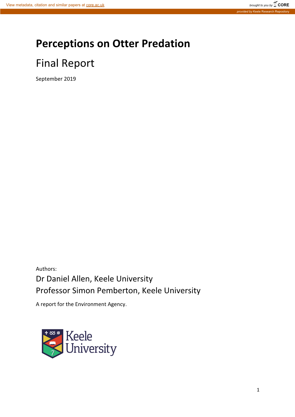 Perceptions on Otter Predation Final Report