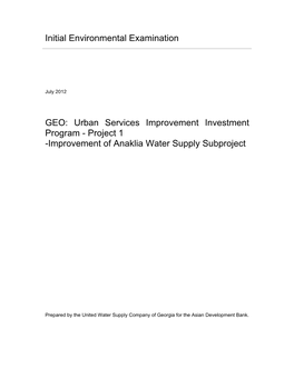 IEE: Georgia: Anaklia Water Supply Subproject, Urban Services