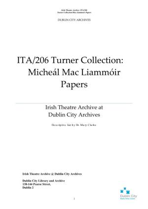 ITA/206 Turner Collection: Micheál Mac Liammóir Papers
