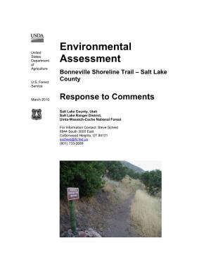 Environmental Assessment Bonneville Shoreline Trail – Salt Lake County Response to Comments
