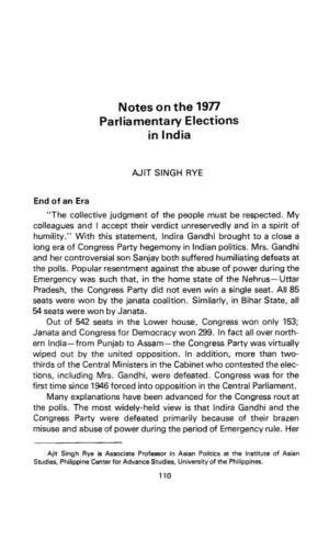 Notes on the 19N Parliamentary Elections in India