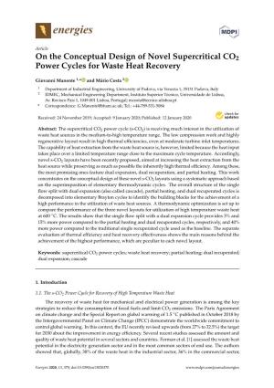 On the Conceptual Design of Novel Supercritical CO2 Power Cycles for Waste Heat Recovery