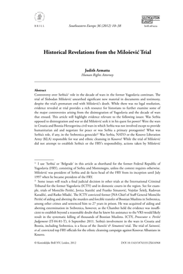 Historical Revelations from the Milošević Trial