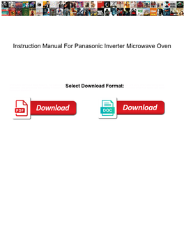 Instruction Manual for Panasonic Inverter Microwave Oven