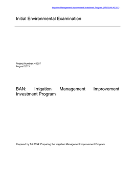 Irrigation Management Improvement Investment Program (RRP BAN 45207)
