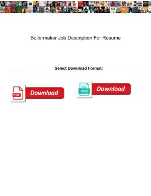 Boilermaker Job Description for Resume