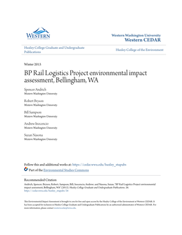 BP Rail Logistics Project Environmental Impact Assessment, Bellingham, WA Spencer Andrich Western Washington University