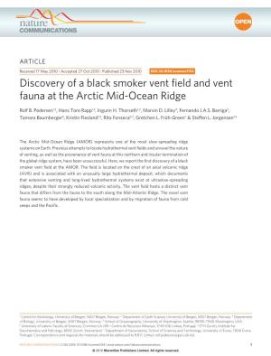 Discovery of a Black Smoker Vent Field and Vent Fauna at the Arctic Mid-Ocean Ridge