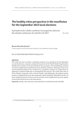 The Healthy Cities Perspective in the Manifestos for the September 2013 Local Elections